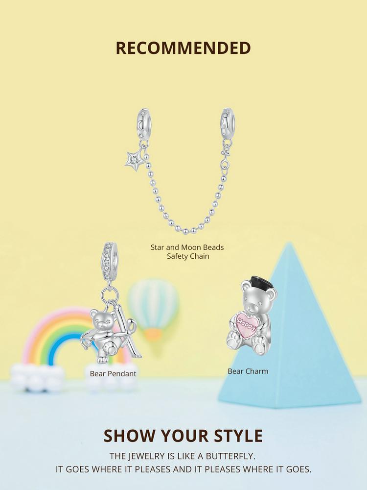 Star and Moon Beads Safety Chain Charm