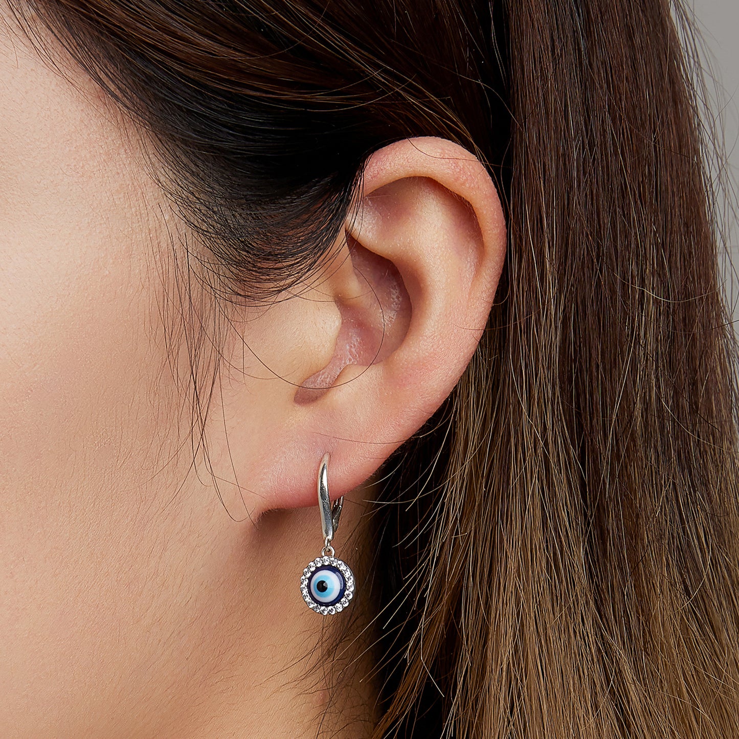 Resin Evil Eye Spring Clip Earrings