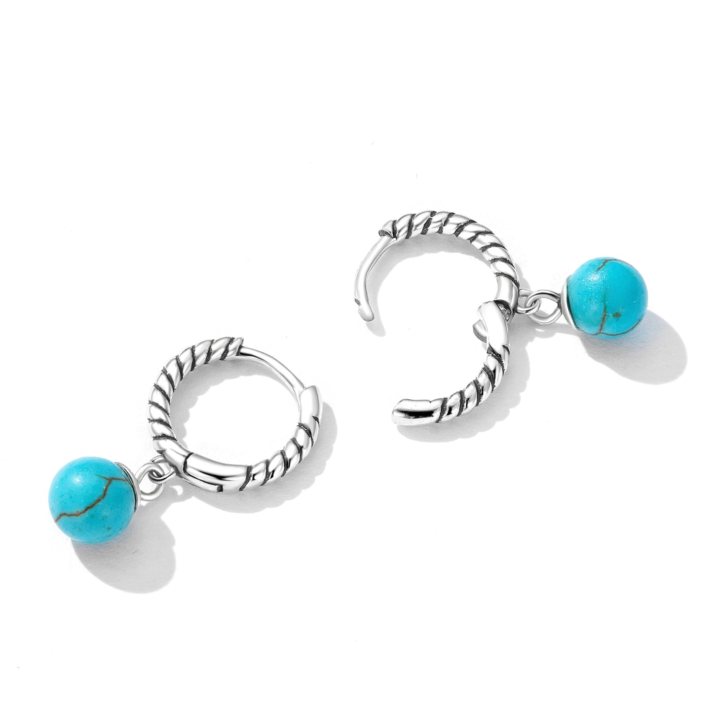 Round Turquoise Clip Earrings