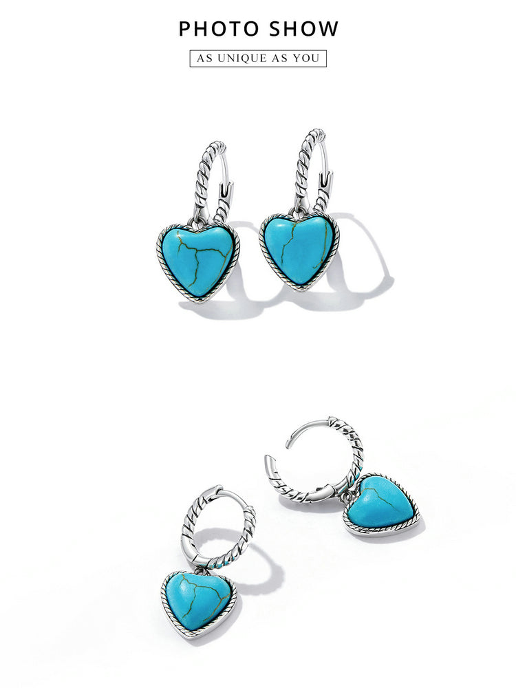 Heart Turquoise Clip Earrings