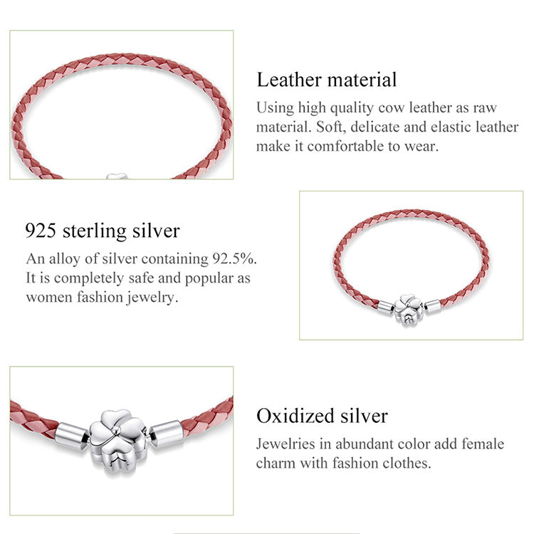 Gradient Clover Leather Basic Bracelet