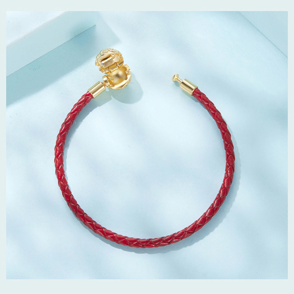 Golden Scroll Clasp Leather Bracelet