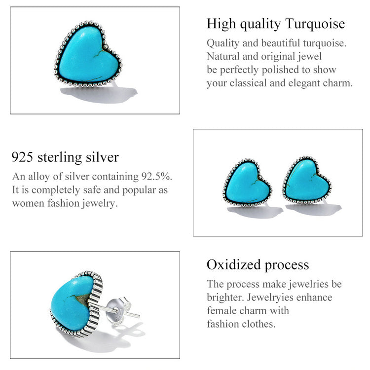 Heart Turquoise Stud Earrings