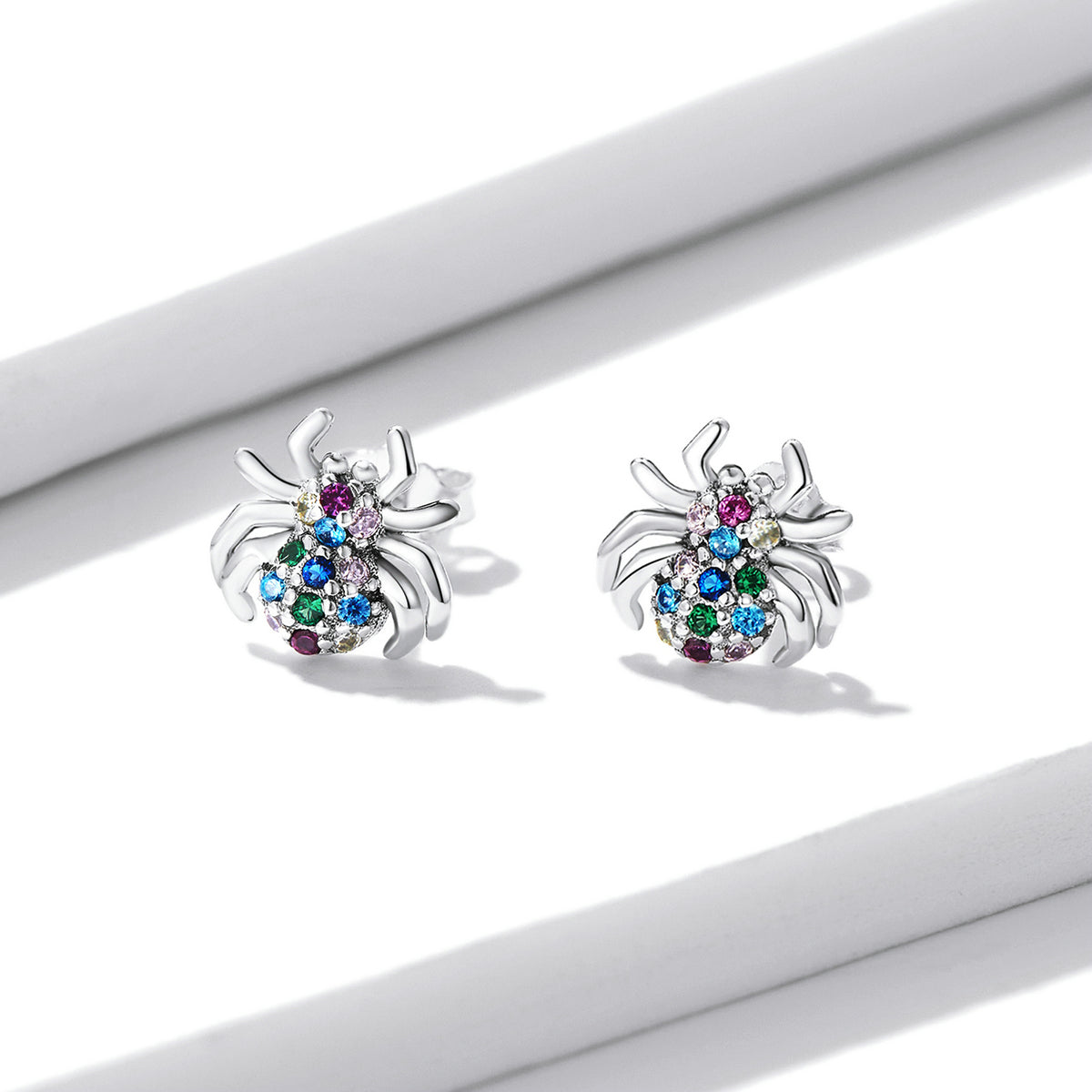 Iridescent Spider Stud Earrings