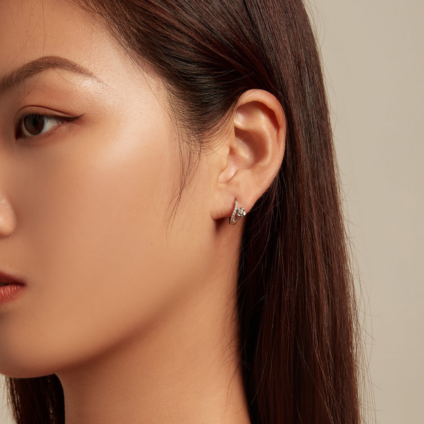 Floral Zircon Clip-On Earrings