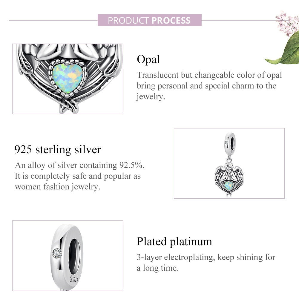 Angel Praying Heart Charm