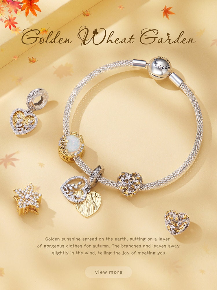 Heart-Shaped Leaf Bead Charm,