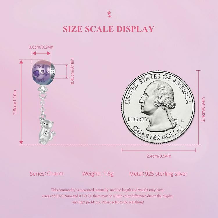 Flying Balloon Cat Charm