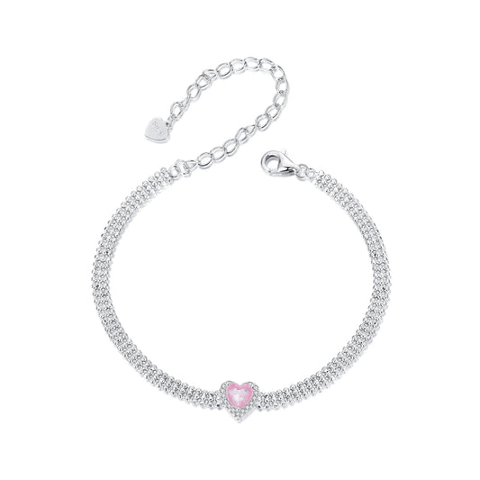 Frosted Floral Heart Bracelet