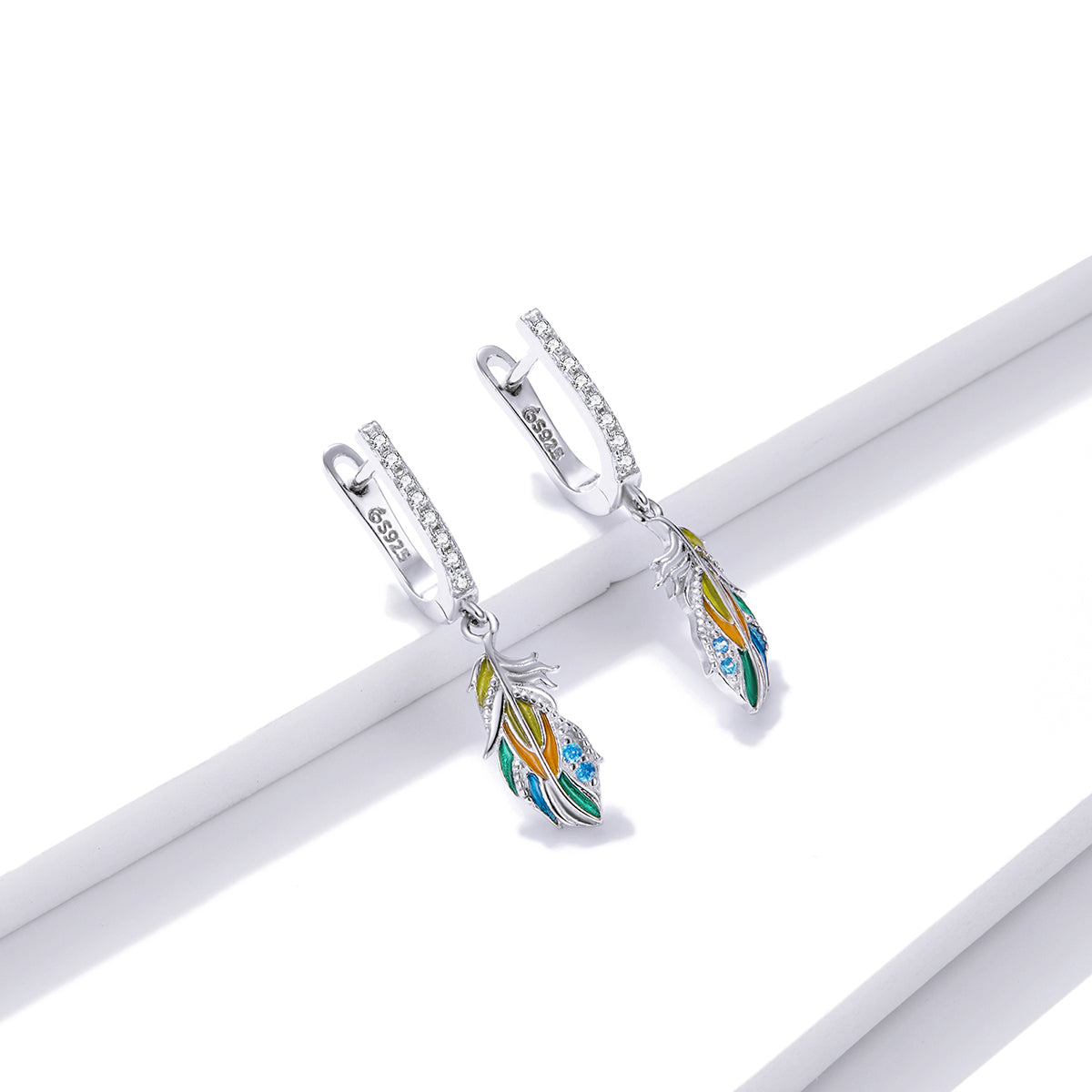 Colorful Feather Clip-On Earrings