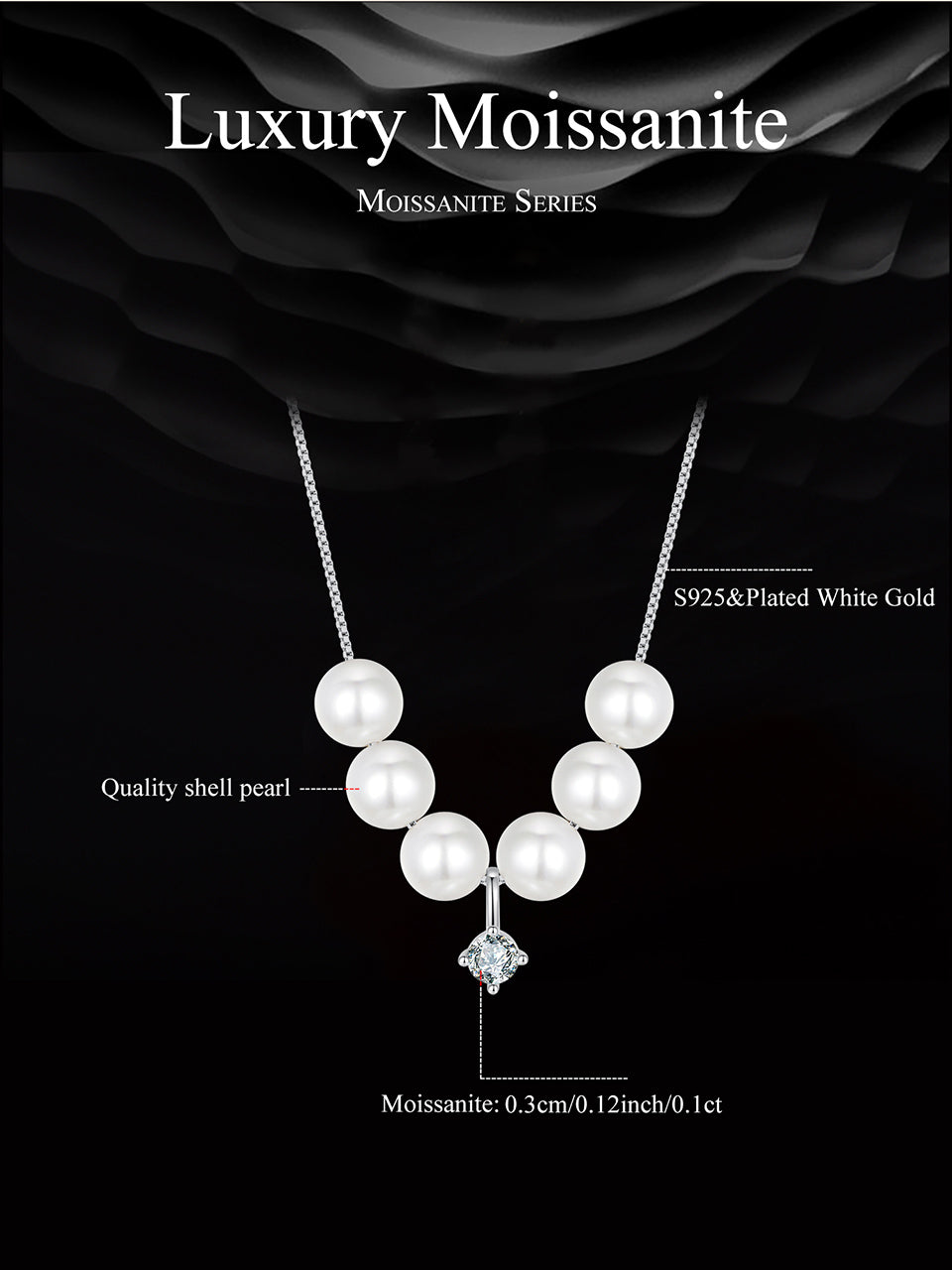 Dynamic Pearl Moissanite Collarbone Necklace