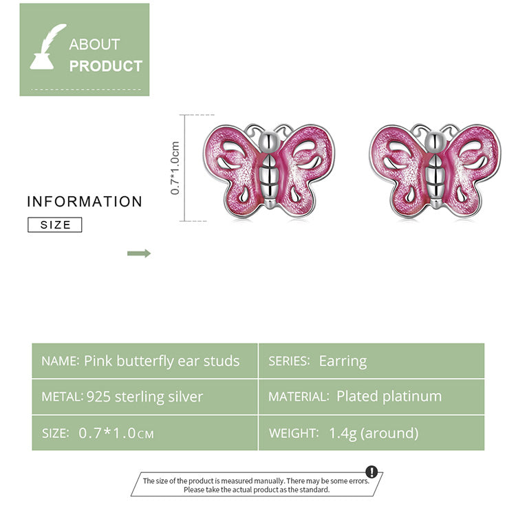 Pink Butterfly Stud Earrings