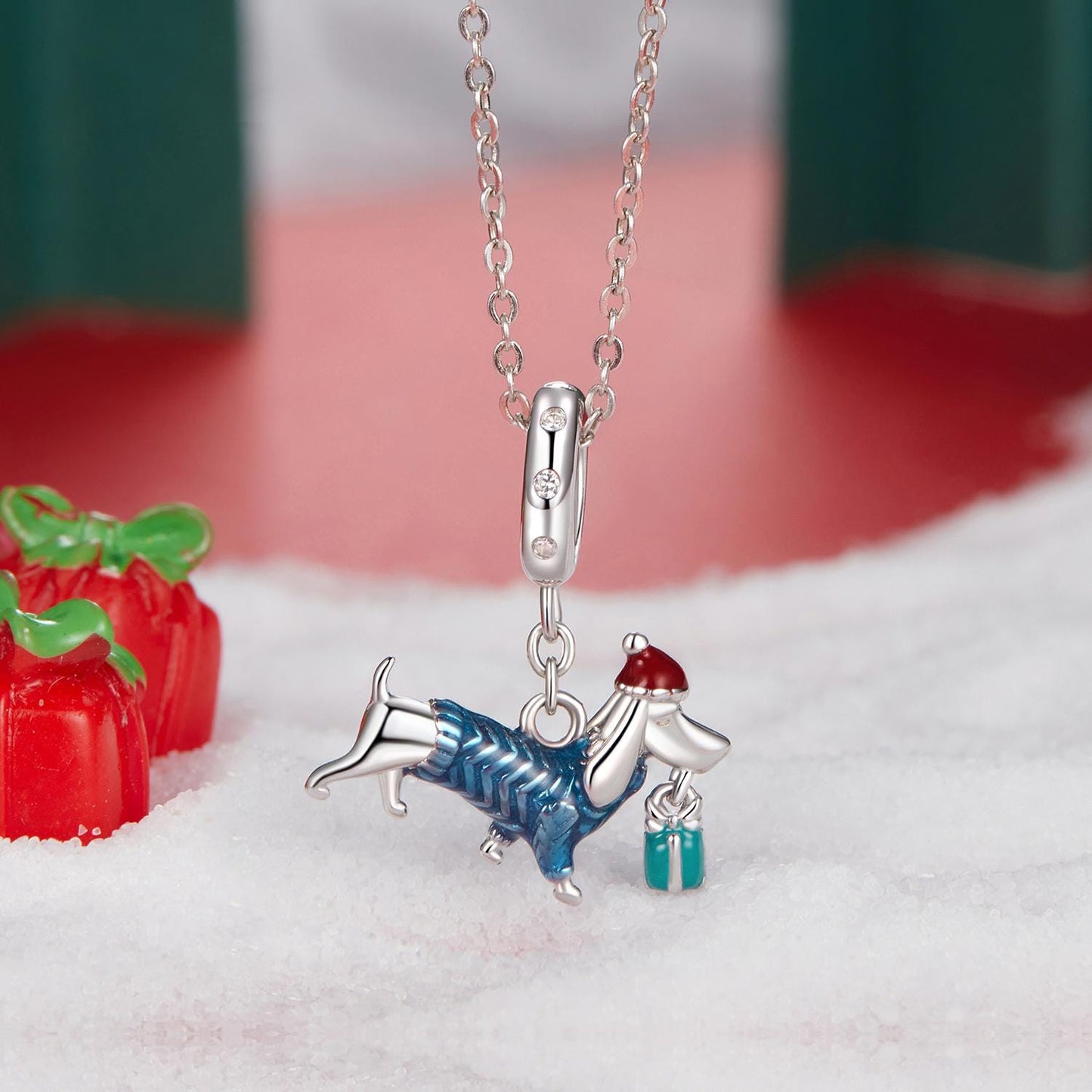 Christmas Dachshund Pendant Charm