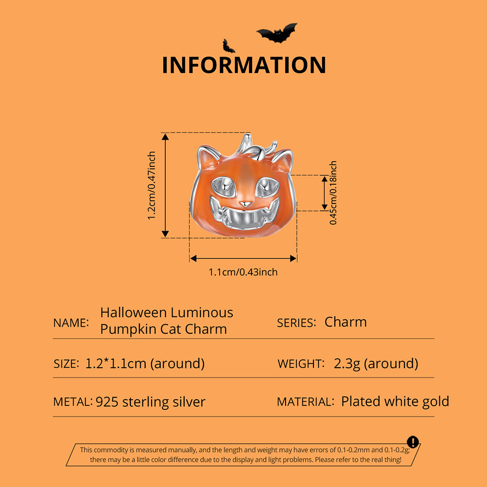 Halloween Luminous Pumpkin Cat Charm