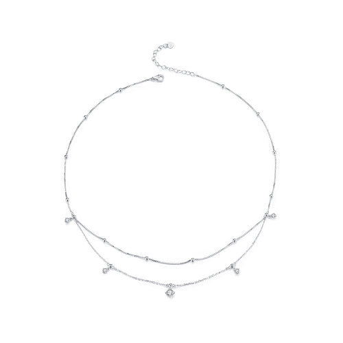 Double-Layer Tassel Moissanite Necklace