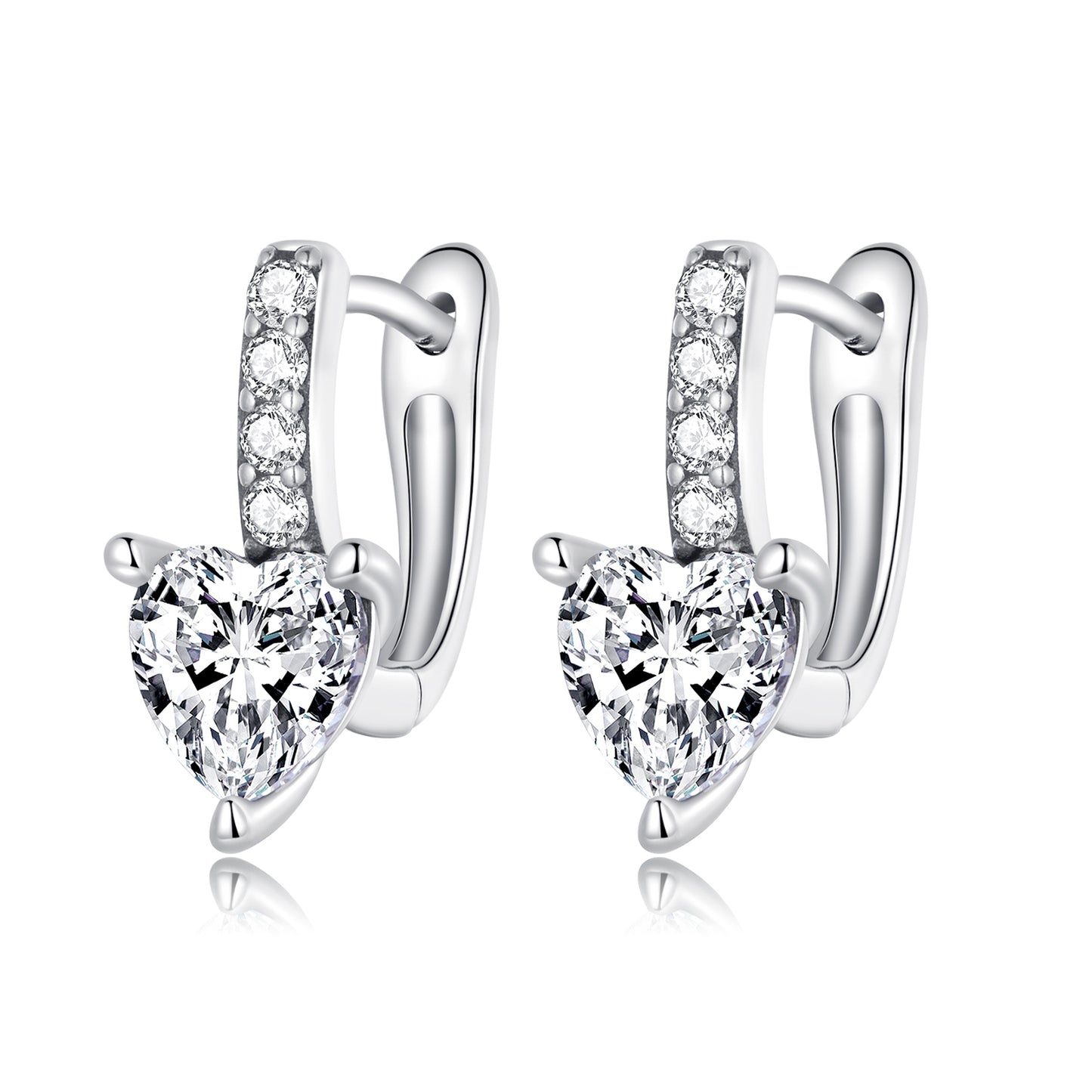 Sparkling Heart Clip Earrings