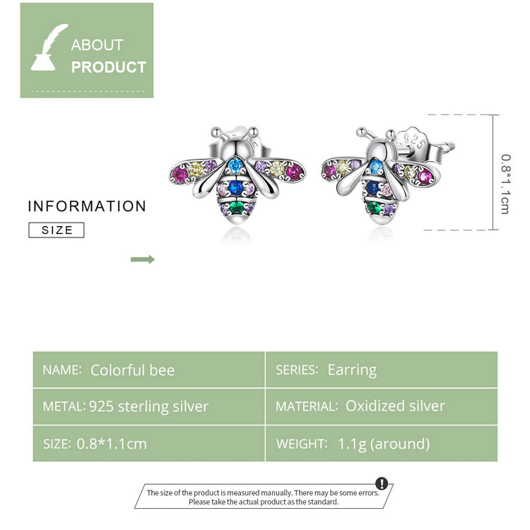 Iridescent Bee Stud Earrings