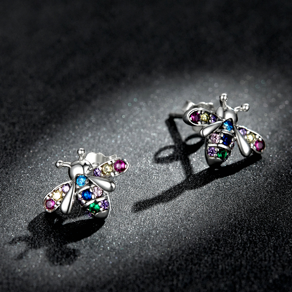 Iridescent Bee Stud Earrings