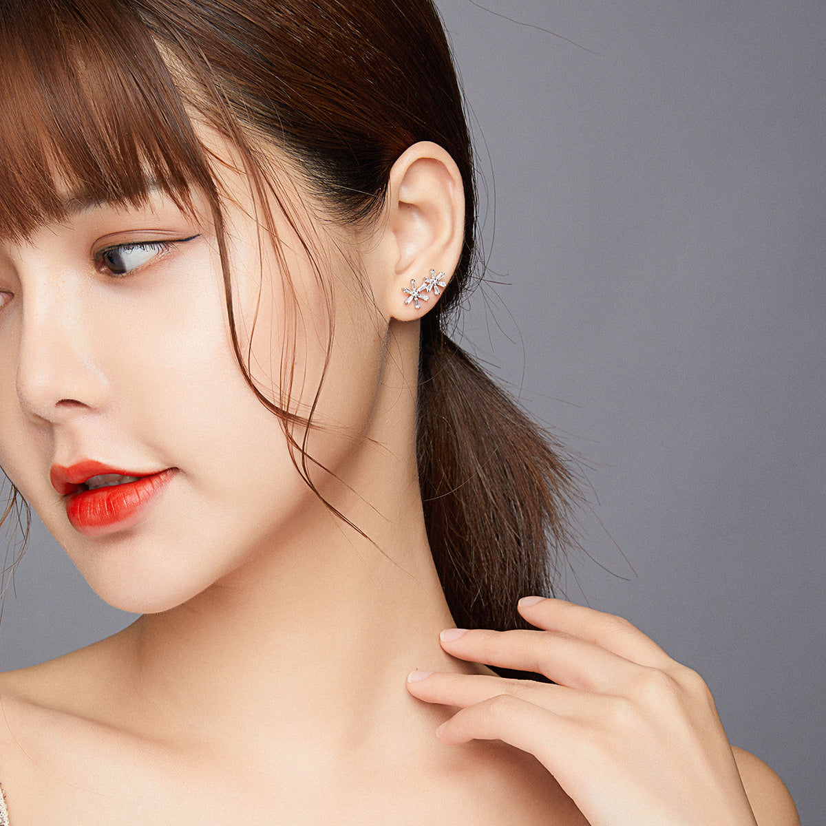 Elegant Snowflake Hoop Earrings