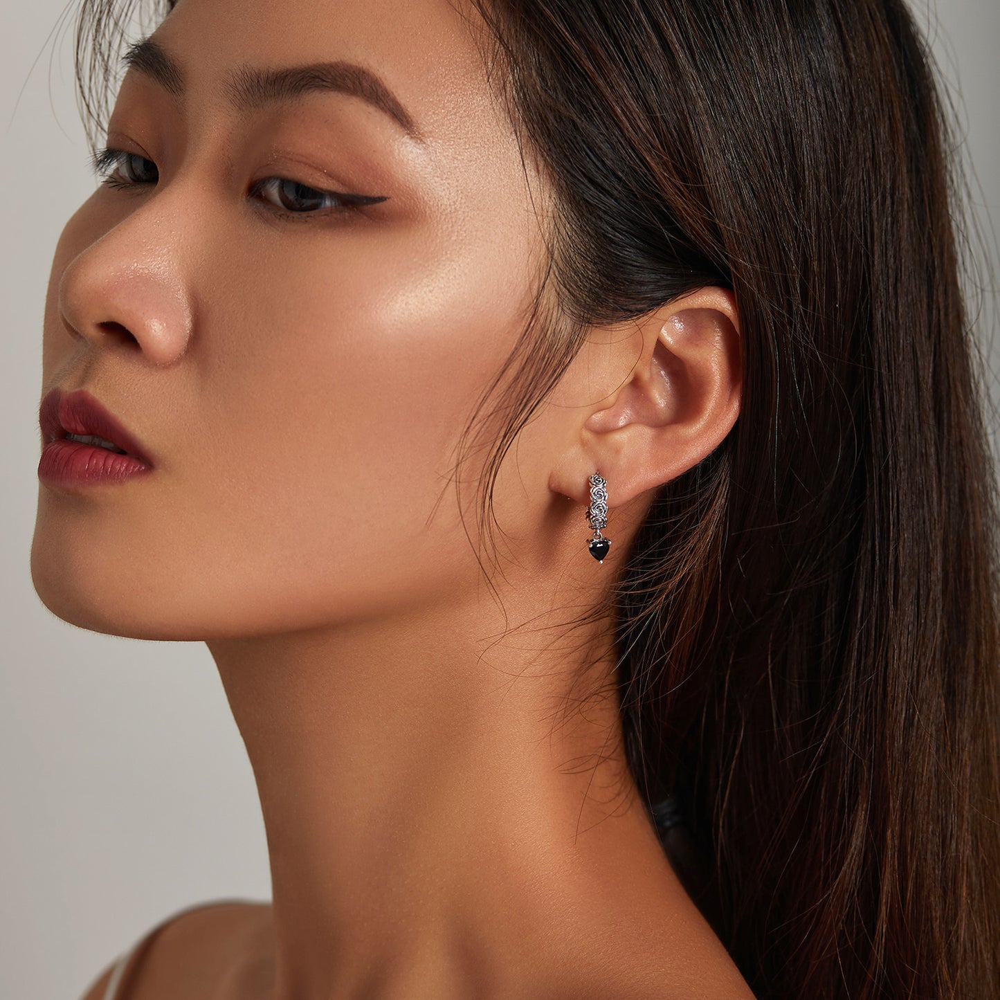 Dark Rose Stud Earrings