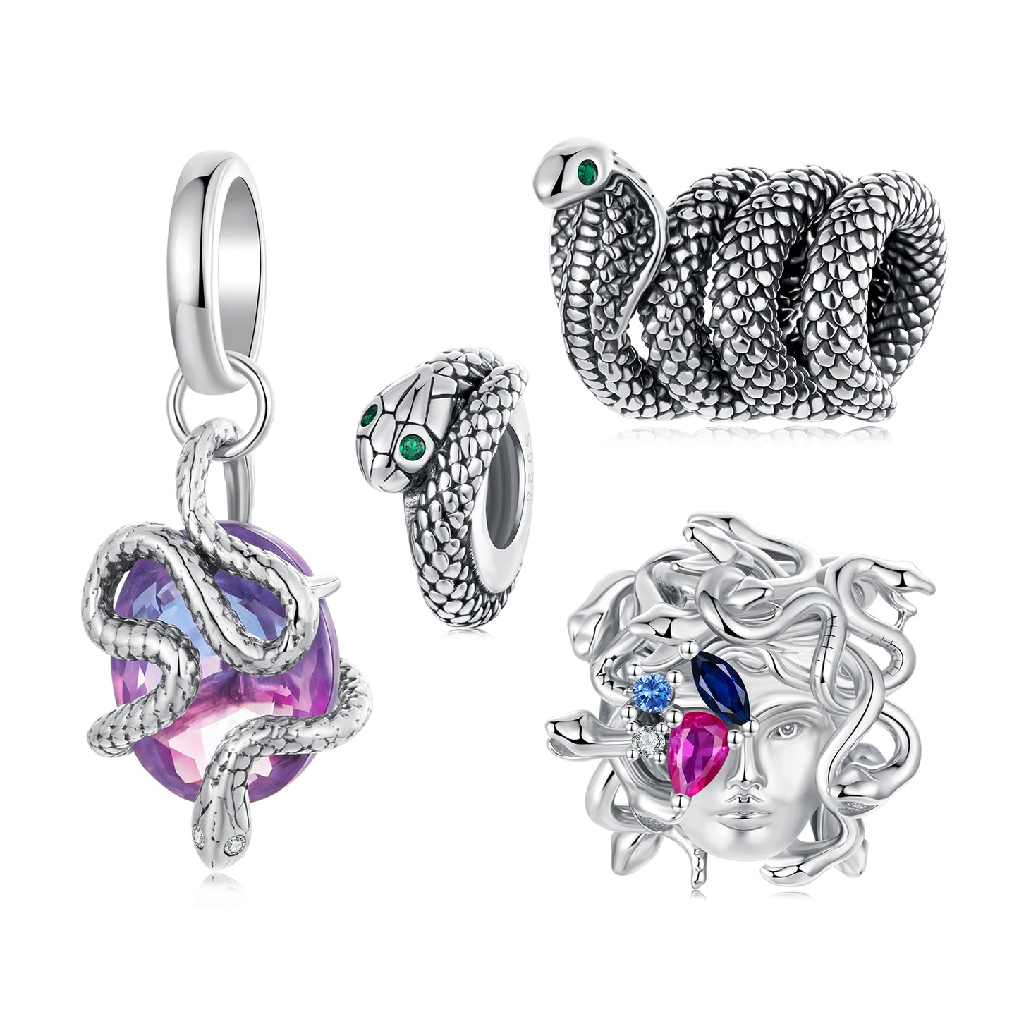 Medusa Charm, Genuine 925 Sterling Silver Charm