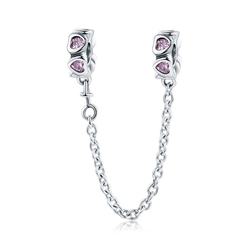 Elegant Heart Safety Chain Charm