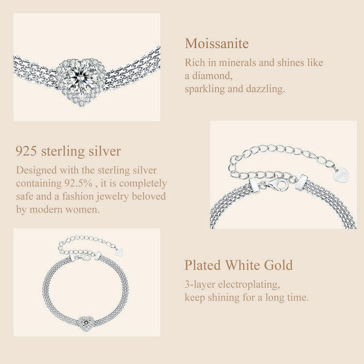Woven Heart Moissanite Bracelet