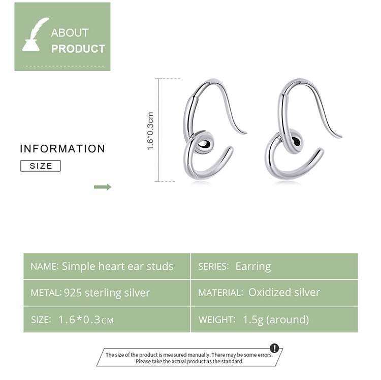 Minimalist Heart Stud Earrings
