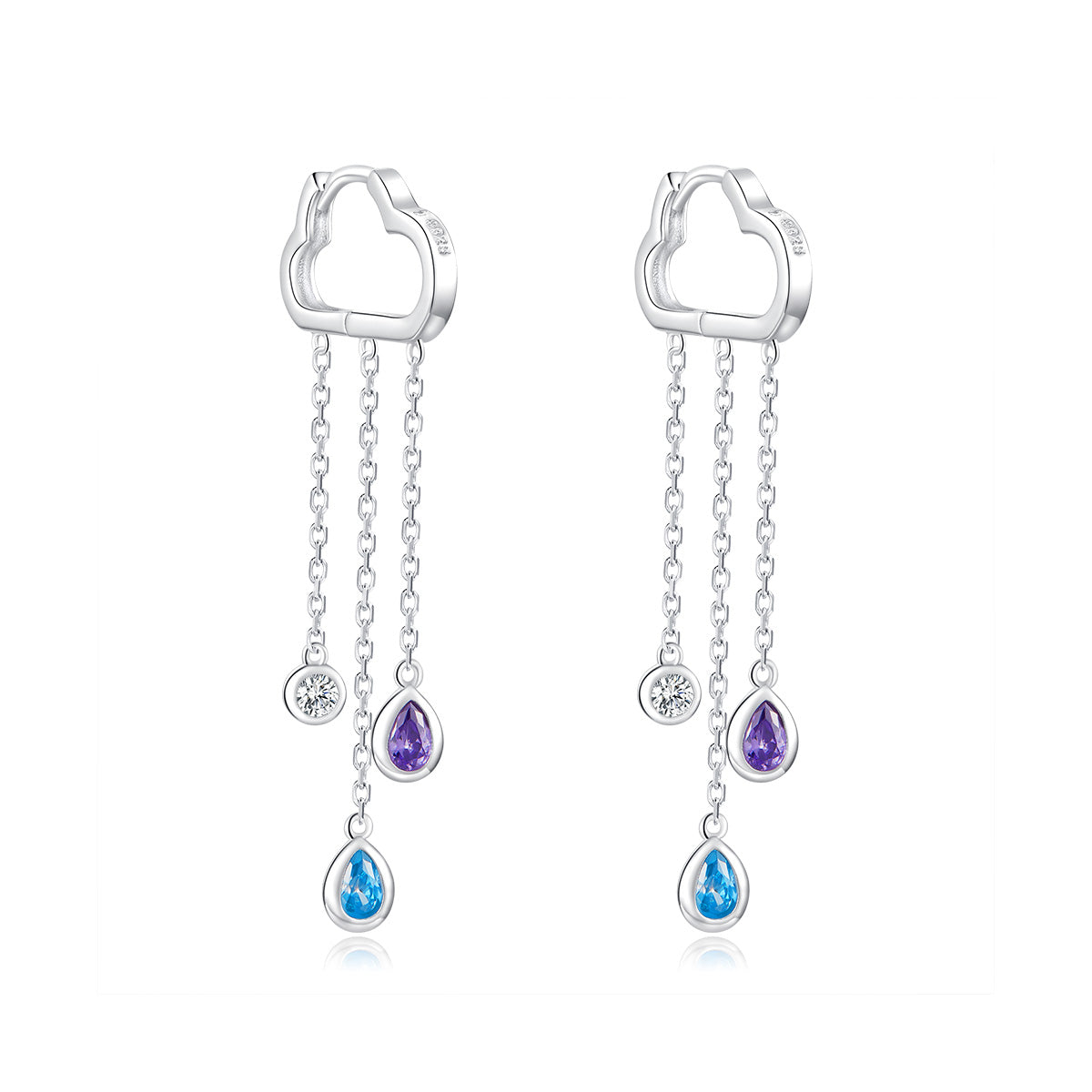 Cloud Raindrop Hoop Earrings
