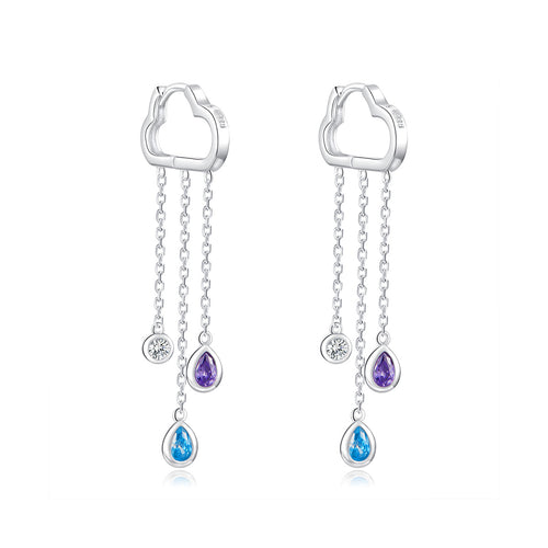 Cloud Raindrop Hoop Earrings
