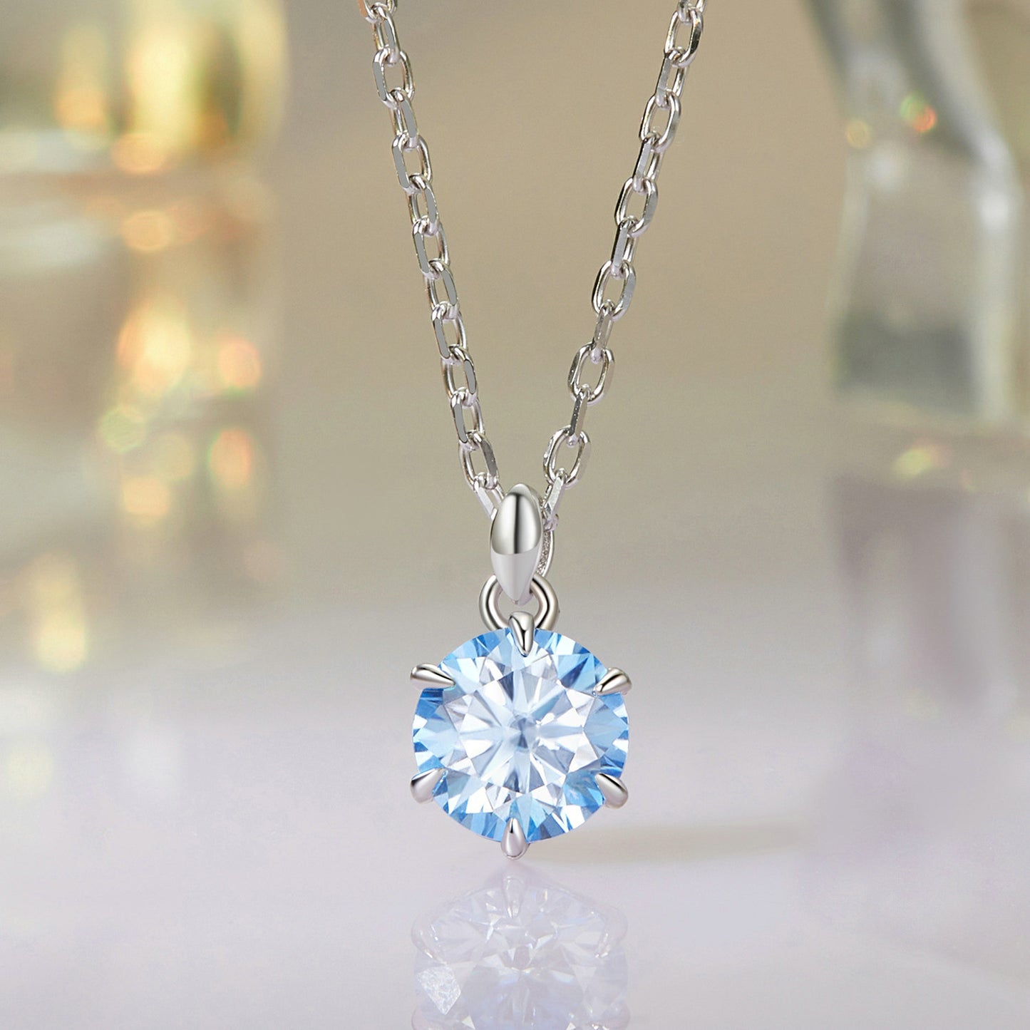 1ct Blue Moissanite Necklace
