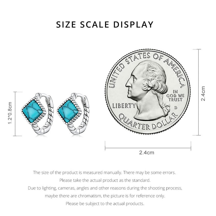 Square Turquoise Clip Earrings