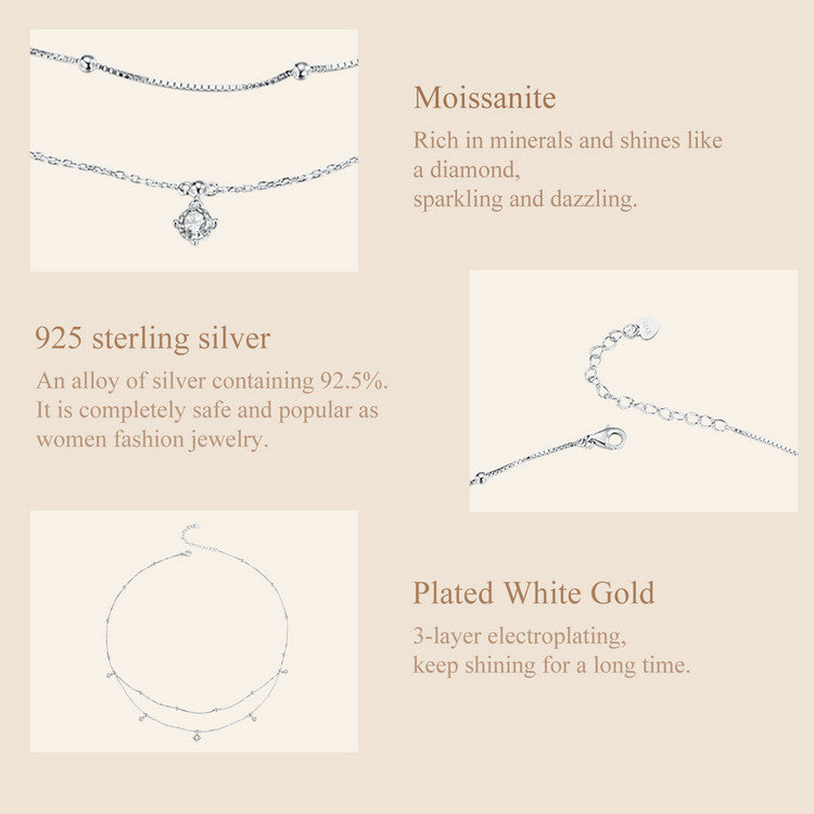 Double-Layer Tassel Moissanite Necklace