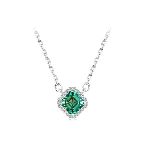 0.6ct Emerald-Cut Green Moissanite Necklace