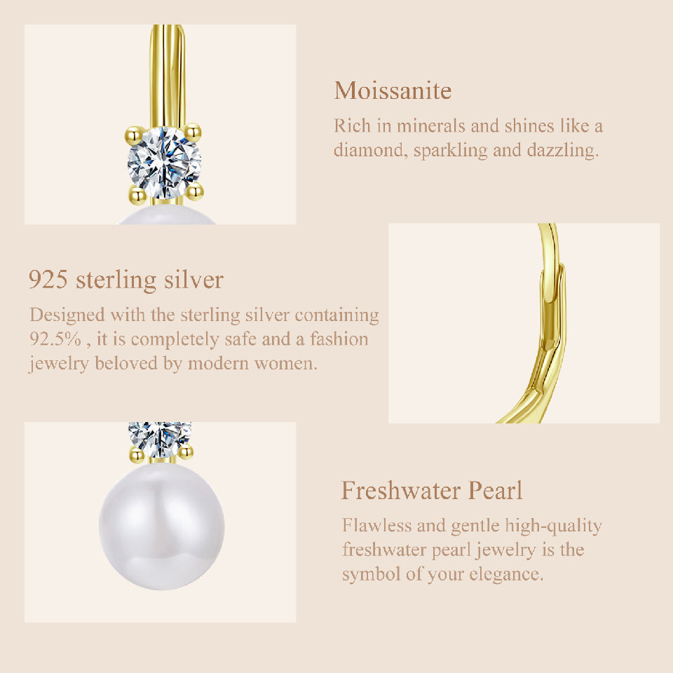 Pearl Accent Moissanite Spring Earrings