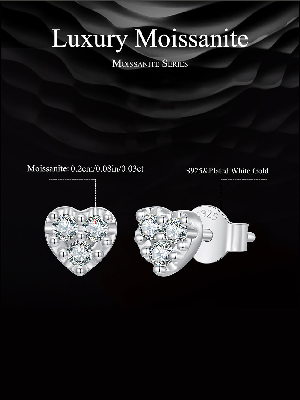 Mini Heart Moissanite Studs