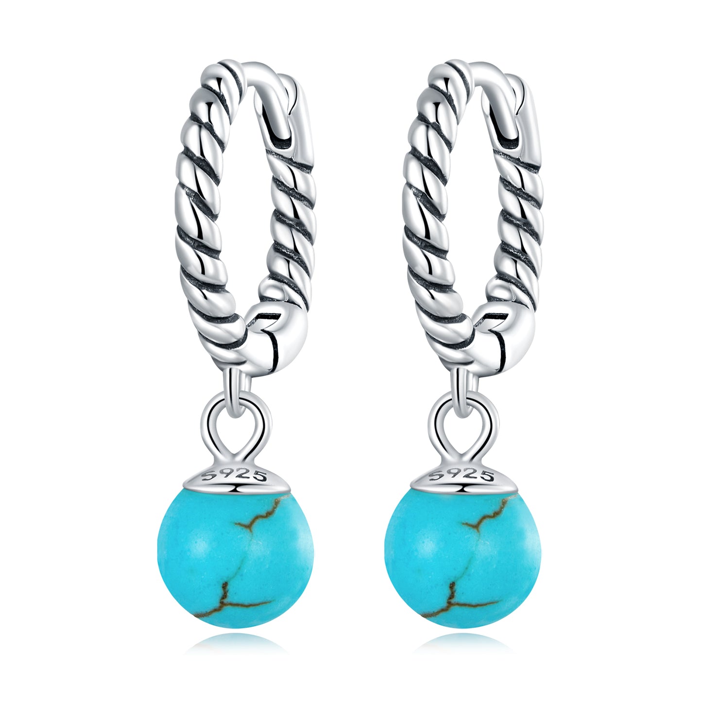 Round Turquoise Clip Earrings