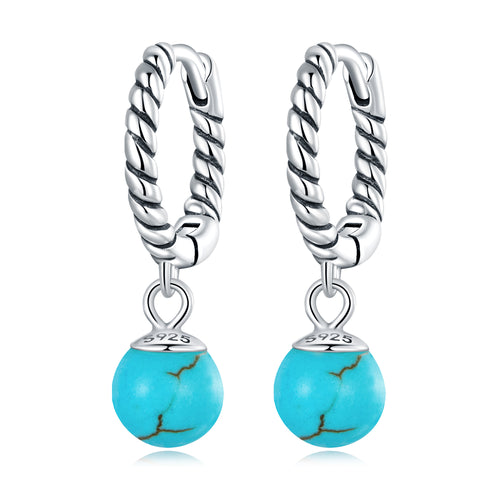 Round Turquoise Clip Earrings