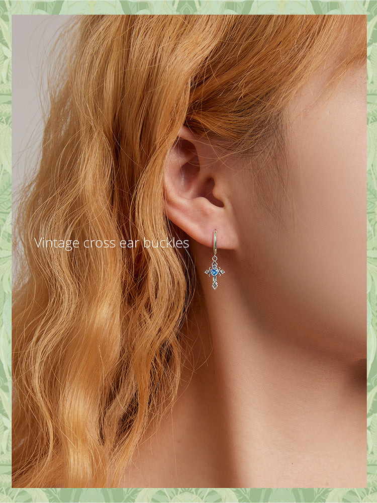 Vintage Cross Clip Earrings
