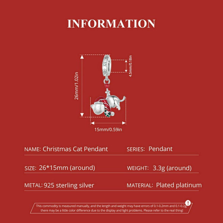 Christmas Cat Pendant Charm