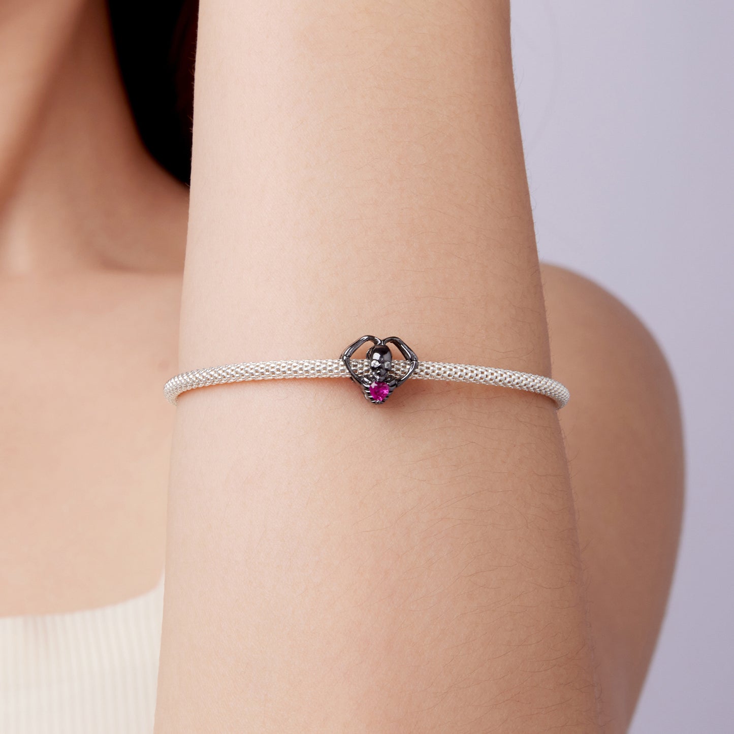 Halloween Heart-Hand Skull Charm