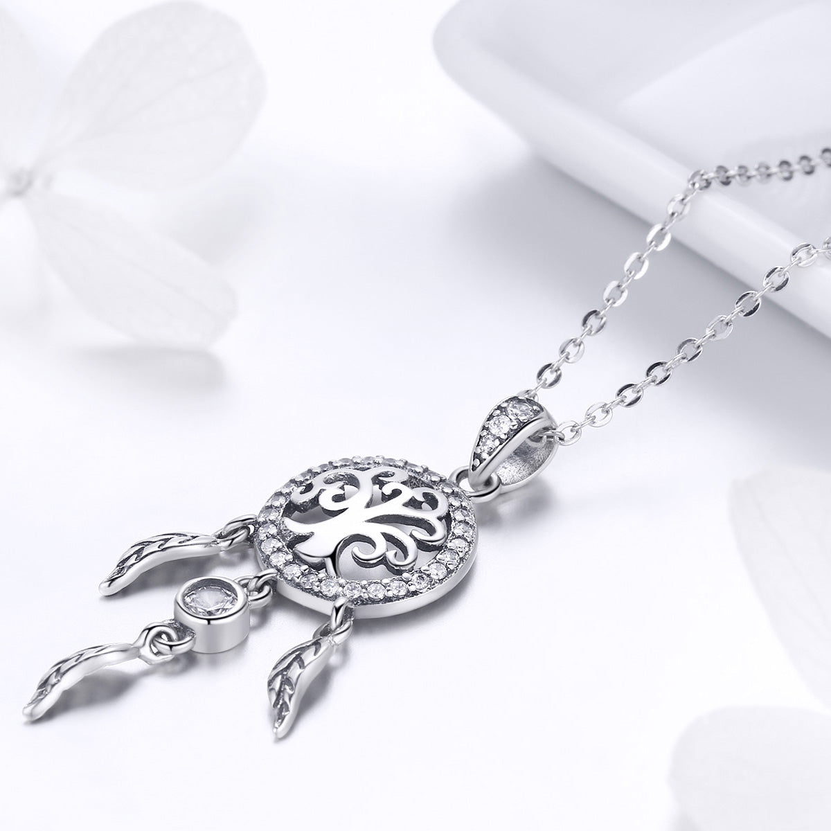 Tree of Life With Wings Sterling Silver Necklace
