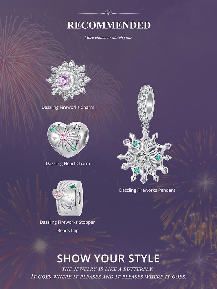 Dazzling Fireworks Stopper Beads Clip Charm