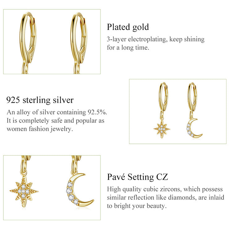 Star and Moon Earrings