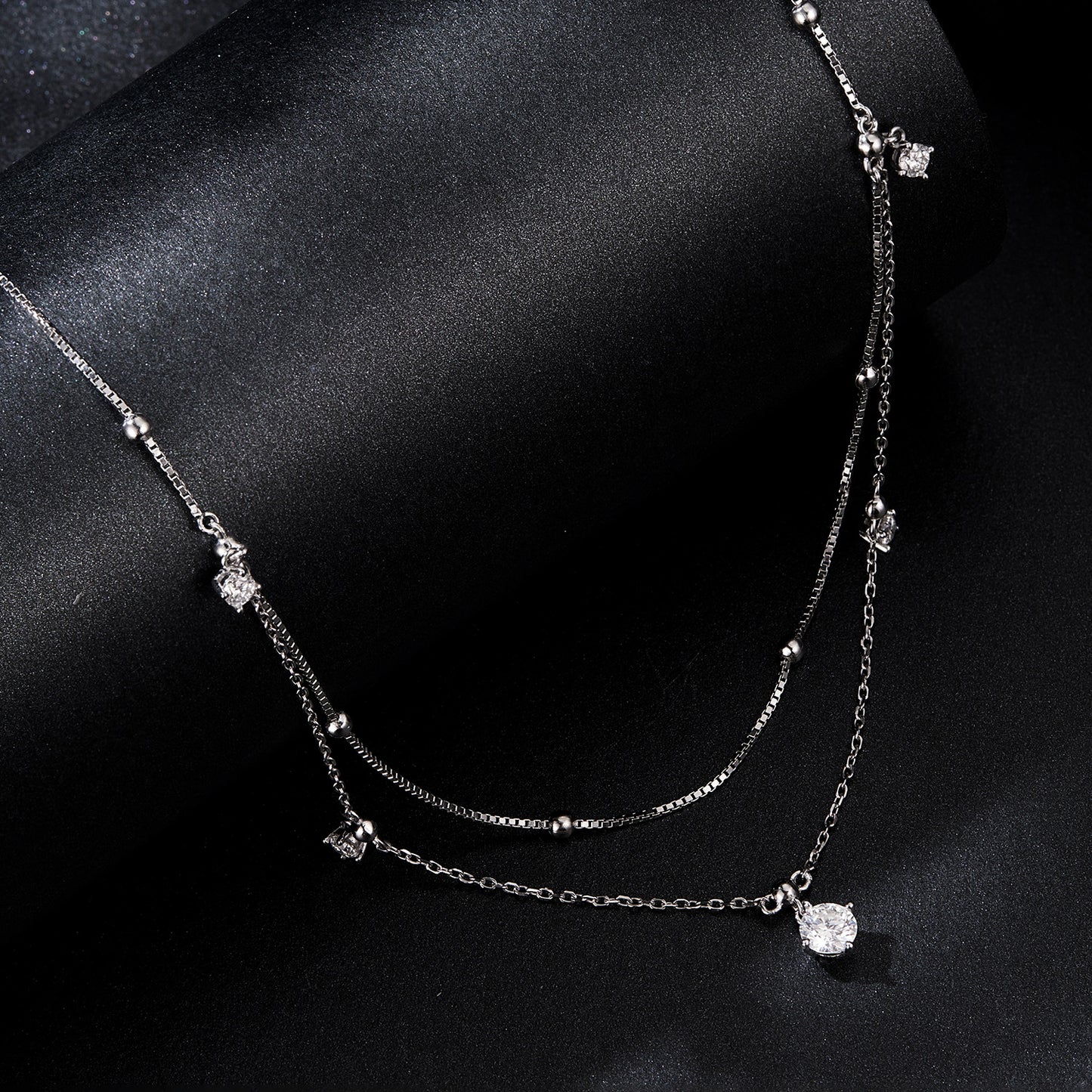 Double-Layer Tassel Moissanite Necklace