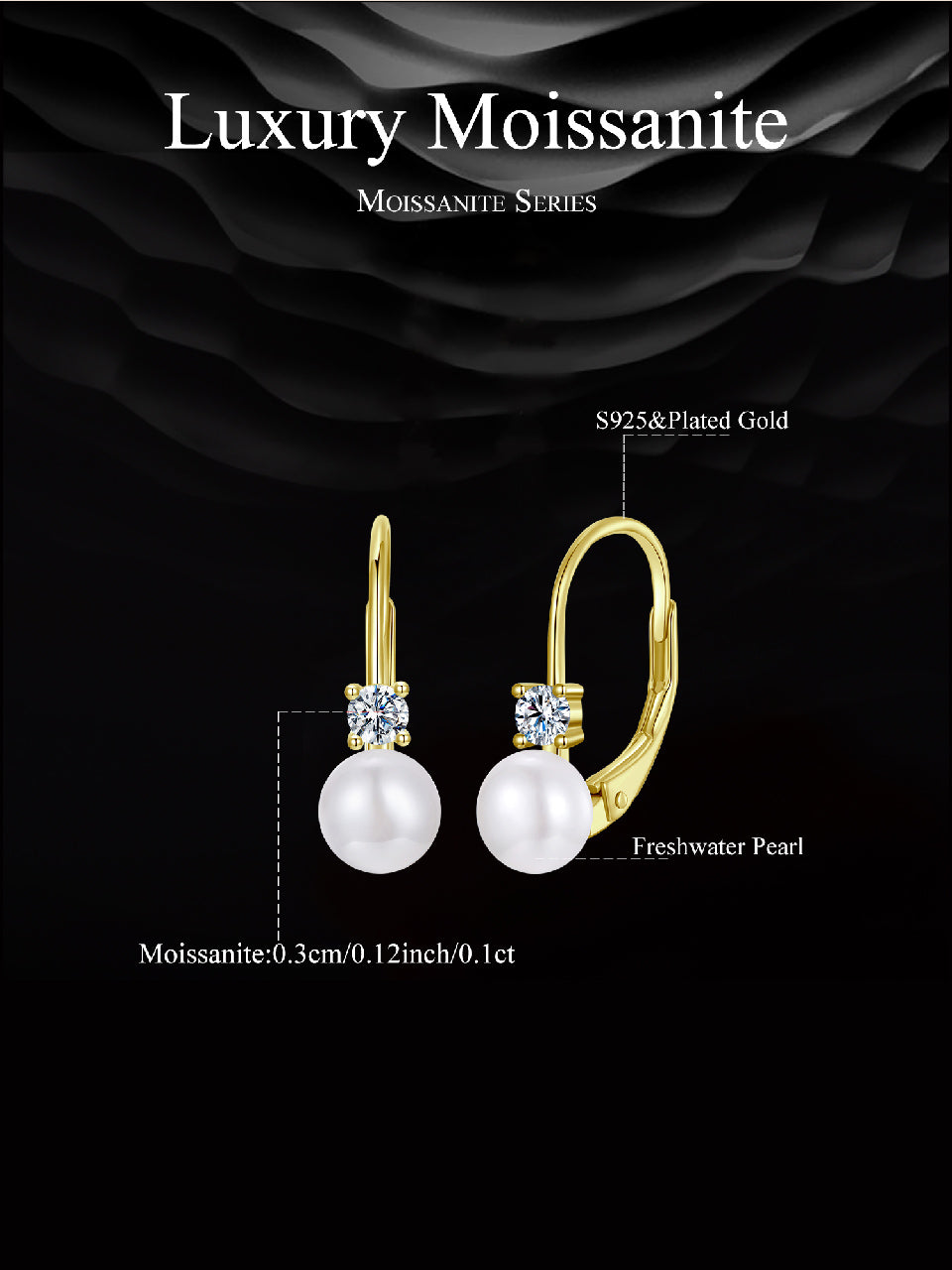 Pearl Accent Moissanite Spring Earrings