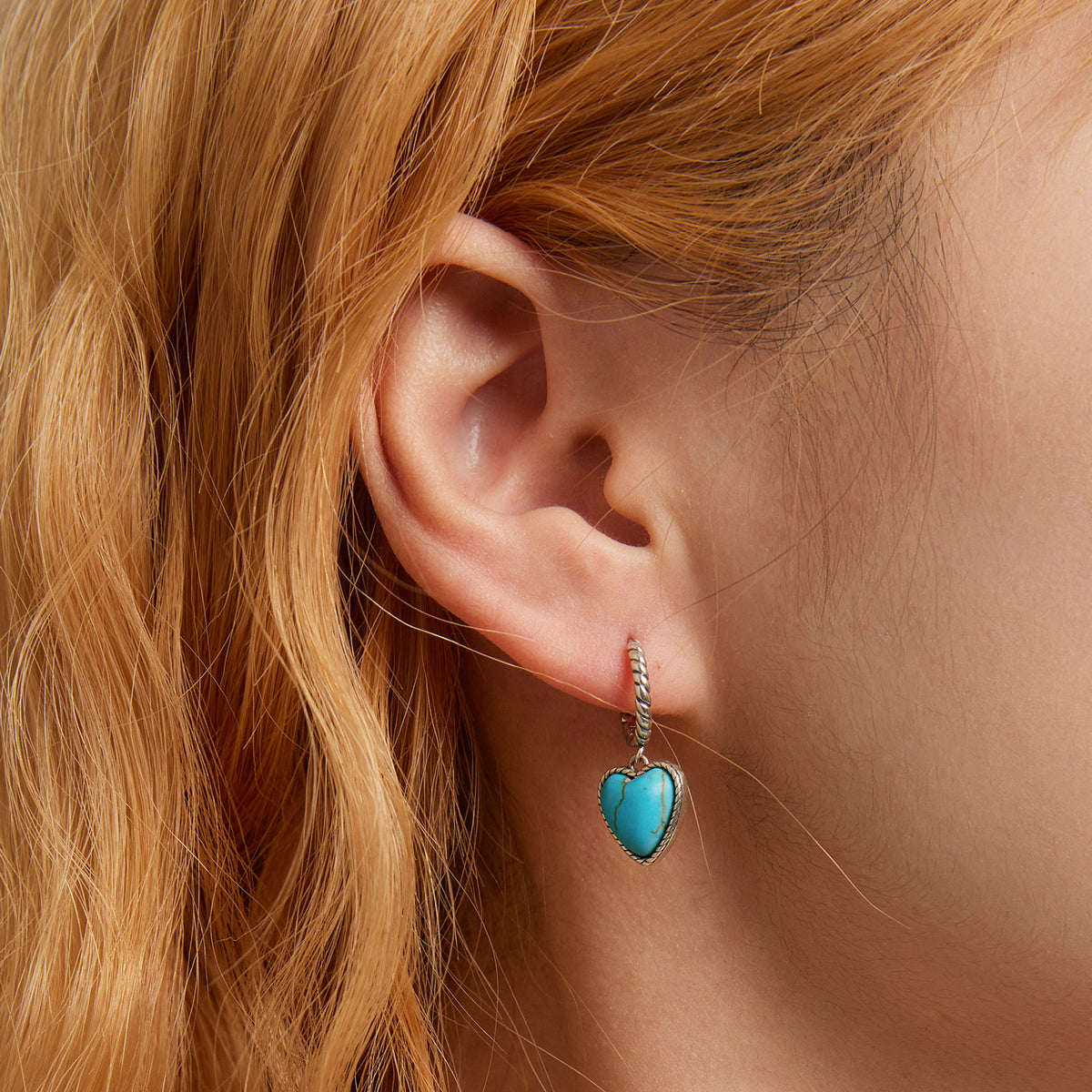 Heart Turquoise Clip Earrings