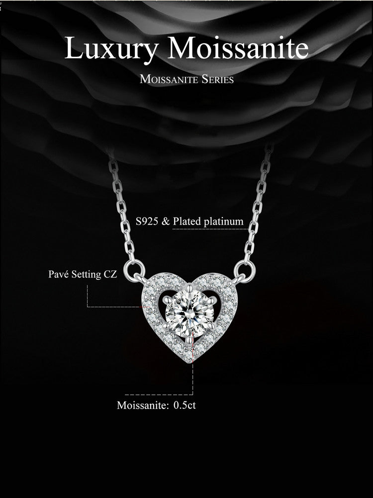 0.5ct Heart-Shaped Moissanite Necklace