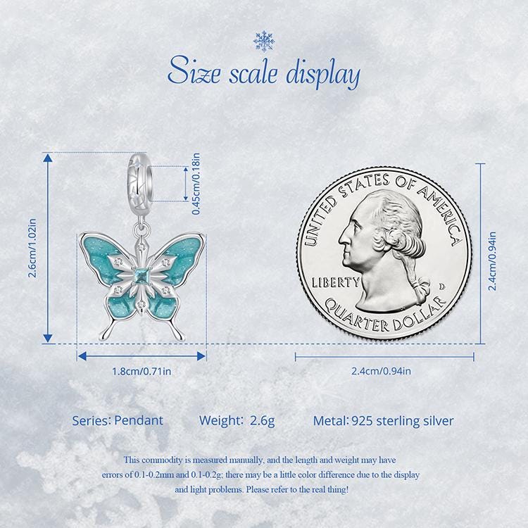 Snowflake Butterfly Pendant Charm