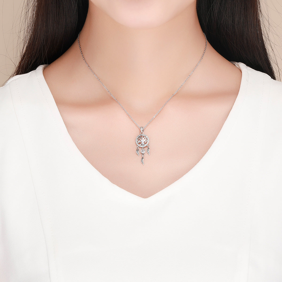 Tree of Life With Wings Sterling Silver Necklace